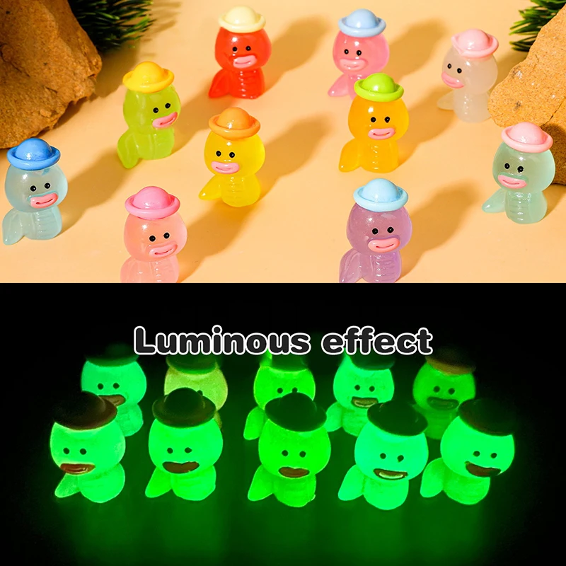 Cartoon Luminous Chameleon Doll Resin Miniature Dollhouse Accessories DIY Craft Christmas Decorations For Home