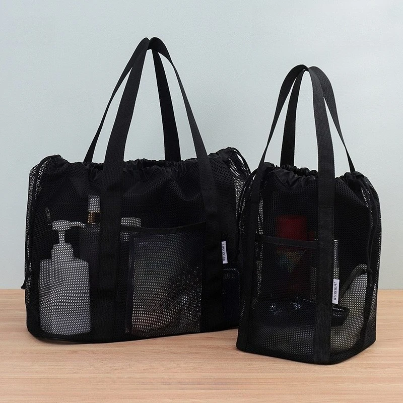 

Креативная сетчатая дренажная сумка для плавания с несколькими карманами, большая вместительная портативная дорожная ручная сумка для ванной, полиэстеровая пляжная сумка для хранения