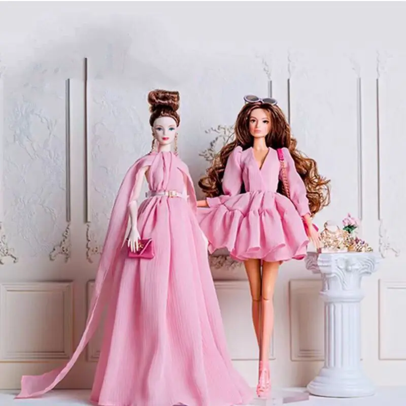 

Elegant Pink 1/6 Doll Clothes Evening Dress for Barbie Dresses for Barbie Princess Outfits 30cm Dolls Frock Party Gown Toy 11.5"