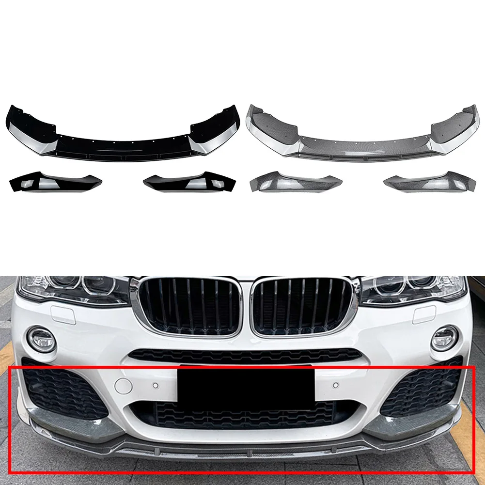 5Pcs Car Front Bumper Guard Protector Accessory Lip Spoiler Splitter Kit For BMW X3 F25 X4 F26 M Sport 2014 2015 2016 2017 2018