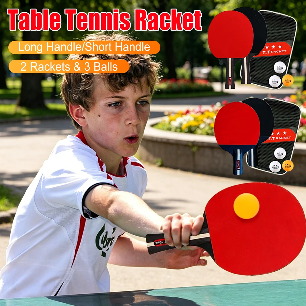 

Table Tennis Racket 2 Rackets & 3 Balls Professional Ping Pong Racket Set Ping Pong Paddles with Bag for Table Tennis Training