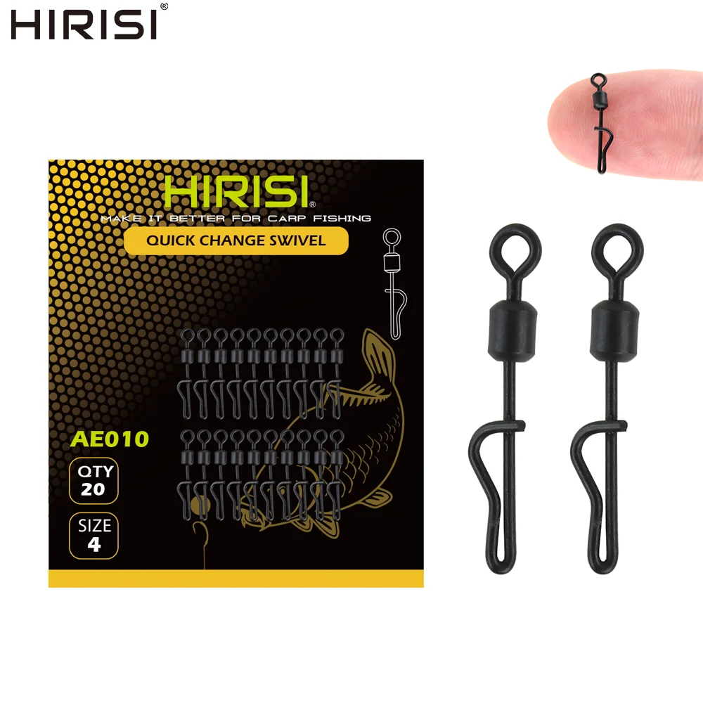 Hirisi 20 Stück Karpfenangeln Schnellwechsel-Drehknopf-Clips Rollwirbel Angelverbinder Schnellspanner Angelterminal AE010