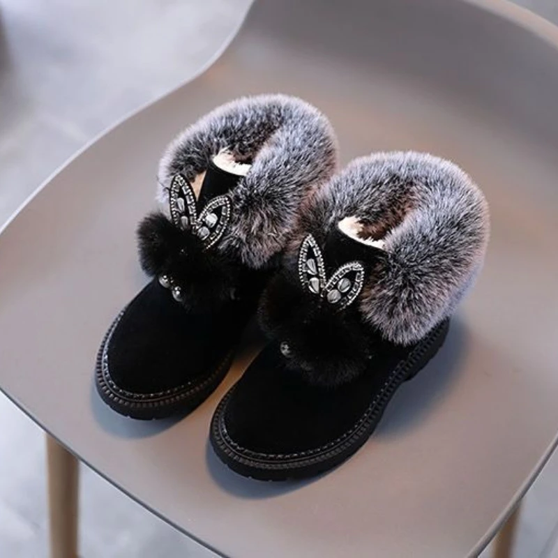 Kids Winter Snow Boots Thickened Fleece Lined Girls Toddlers Anti Slip Outdoor Winter Boots 2026 New Style Cotton Shoes