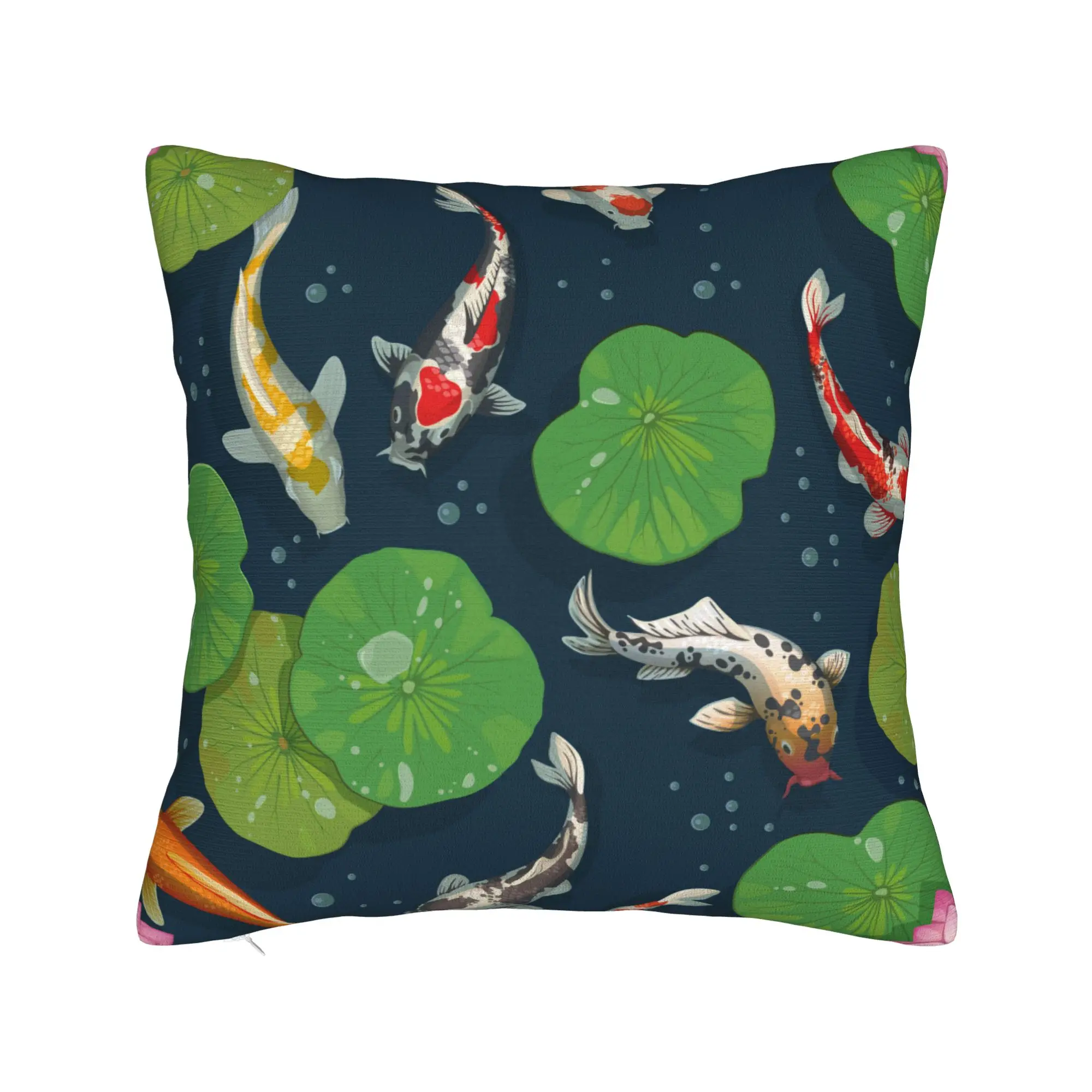 Pillow Cover Koi Fish & Water Lily Pattern  Novelty Pillow Case For Chair Sofa Home Decor Pillowcases