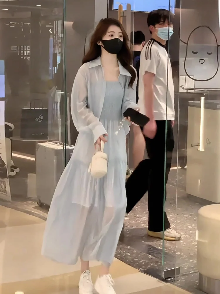 

Lightweight Sun Protection irt And Strap Dr Two-Piece Set Women's Summer New Arrival Loose Sle Faionable Ensemble