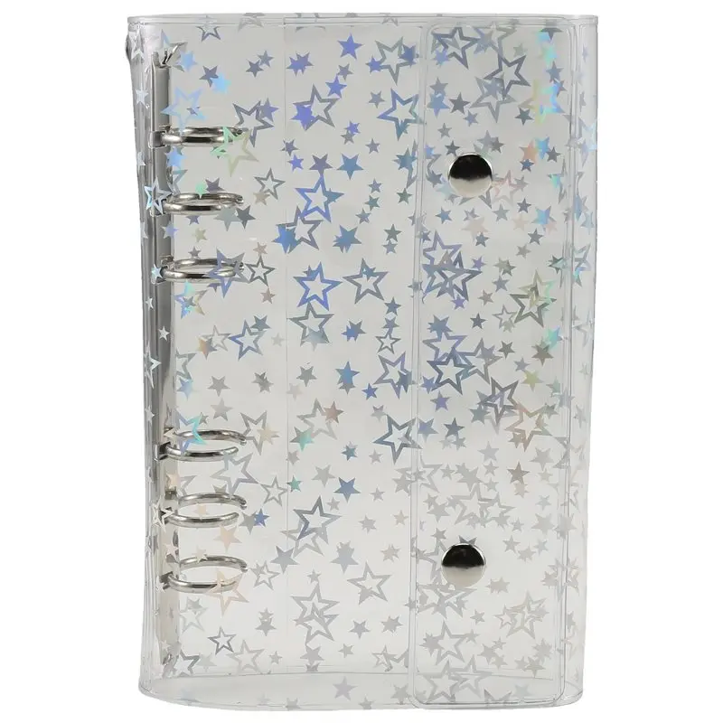 Customer Favorite Budget Binder Cover Clear PVC Binder Glitter Star Refillable Notebook Shell Protector With 2 Snaps