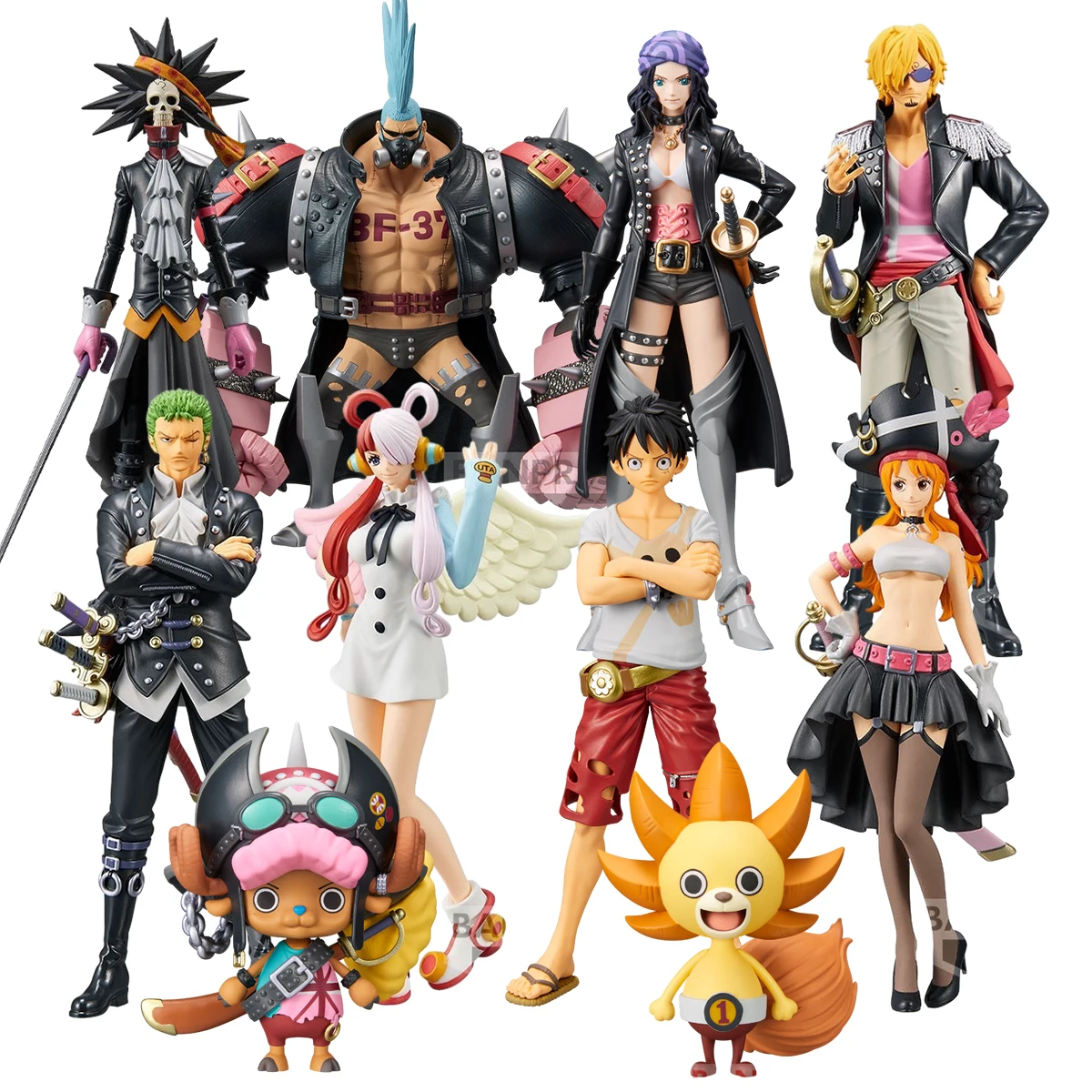 9Pcs One Piece Anime Red Film Figure Luffy Uta uffy Roronoa Zoro Sanji Nami Brook Chopper Action Figures Collectible Model Toys