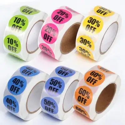 

6 рулонов самоклеящихся этикеток: цветные круглые наклейки для розничных магазинов, распродаж, демонстрации товаров, ликвидации складских запасов