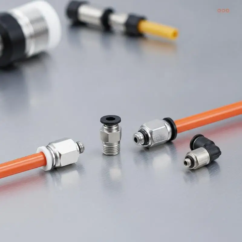 Brass Pneumatic Elbow Quick Push In Fitting Multi Thread Air Pipe Connector Corrosion Resistant for Industrial Air Line Setup