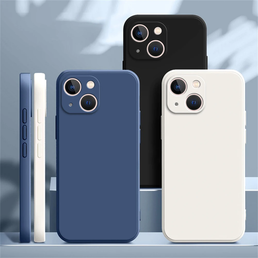 Luxus quadratische flüssige Silikon Handy hülle für iPhone 14 13 7 8 plus x xr xs 11 12 pro max se 2020 Kamera Schutzhülle