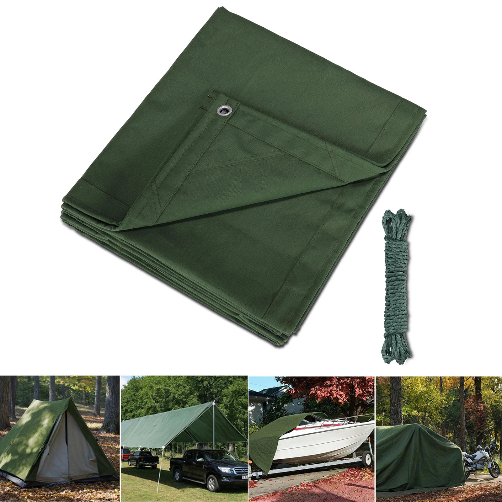 Waterproof Tarp with Grommets 450gsm Heavy Duty Multipurpose Canvas Tarpaulin Cover for Canopy Tent  Roof Camping Woodpile