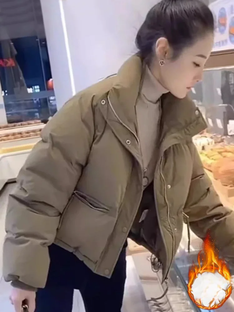 

Women's ort Thiened Cotton Jaet Winter 2026 New Sle Faionable Outerwear Korean Version Loose Fit Zipper Closure