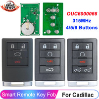 KEYECU FCC ID: OUC6000066 For Cadillac Escalade ESV EXT 2007-2014 CTS DTS Keyless Go Remote 4 5 6 Buttons Fob 315MHz SUV Key