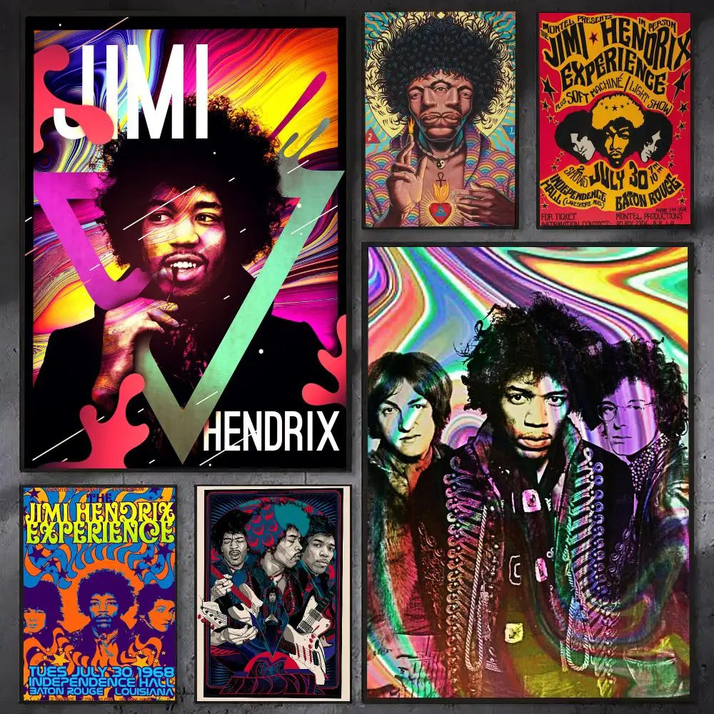 Jimi Hendrix Poster Waterproof Sticky Wall Art Print For Bedroom Living Room Hallway Bar Home Decor