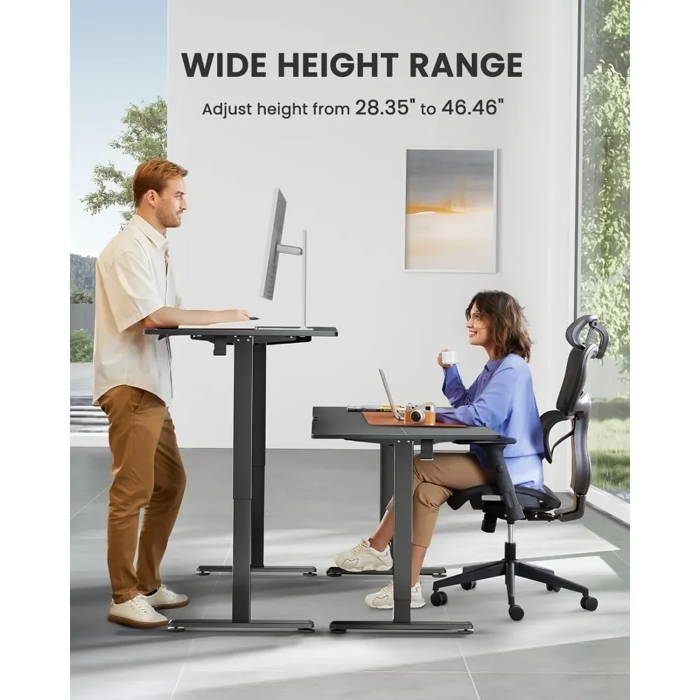 Height Adjustable Electric Vertical Office Desk, 48 X 24 Inch Sitting Desk, Memory Computer Home Office Desk (black)