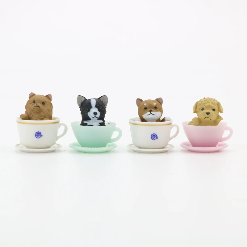 8 pezzi Teacup cani gatti ornamenti Mini animali fata giardino figurine accessori