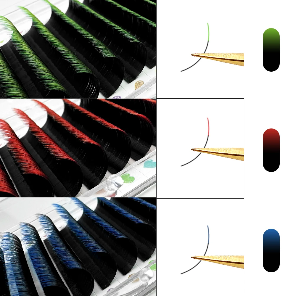 ABONNIE Ombre Colored Classic Volume Przedłużanie rzęs Ręcznie robione puszyste kolorowe rzęsy Volume Supplies