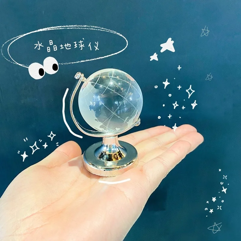 

Ins Mini Crystal Globe Transparent Earth Globe Ball Glass Miniature Ornament Educational Toys Home Decor Gift Office Decoration