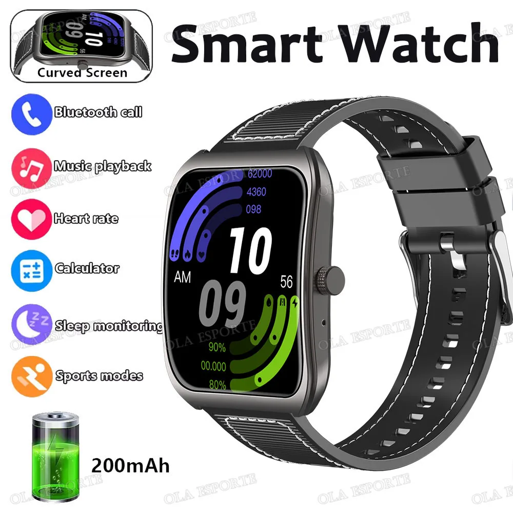 

2025 Новые умные часы с изогнутым экраном, мужские модные и женские умные часы, монитор сердечного ритма, спортивные Bluetooth-вызовы, водонепроницаемые часы 5ATM