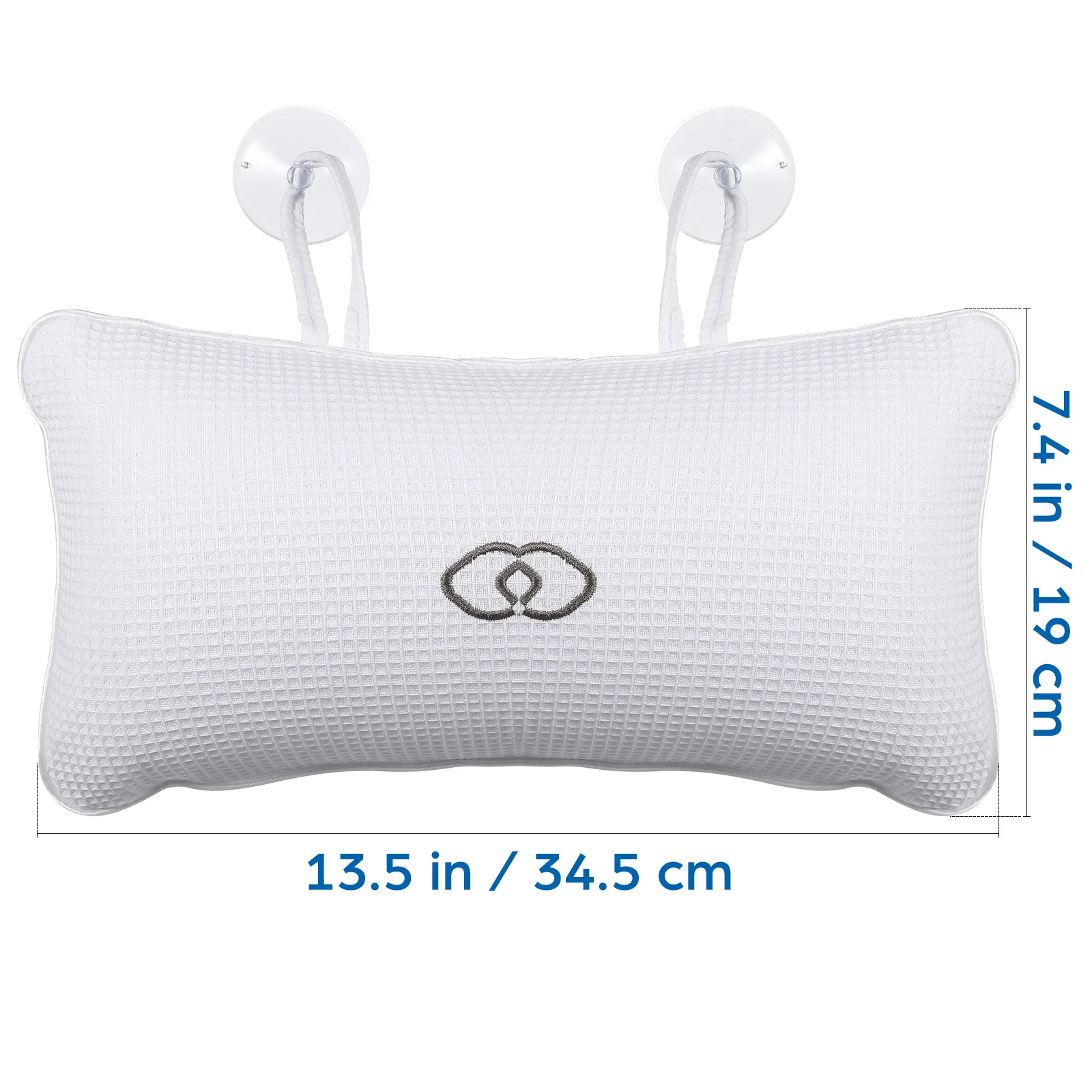 1pc Bathroom Bath Pillows Built-In PVC Air Bags Anti-Slip Bathtub Pillow Spa Bath Cushion Head Neck Rest Suction Cups White