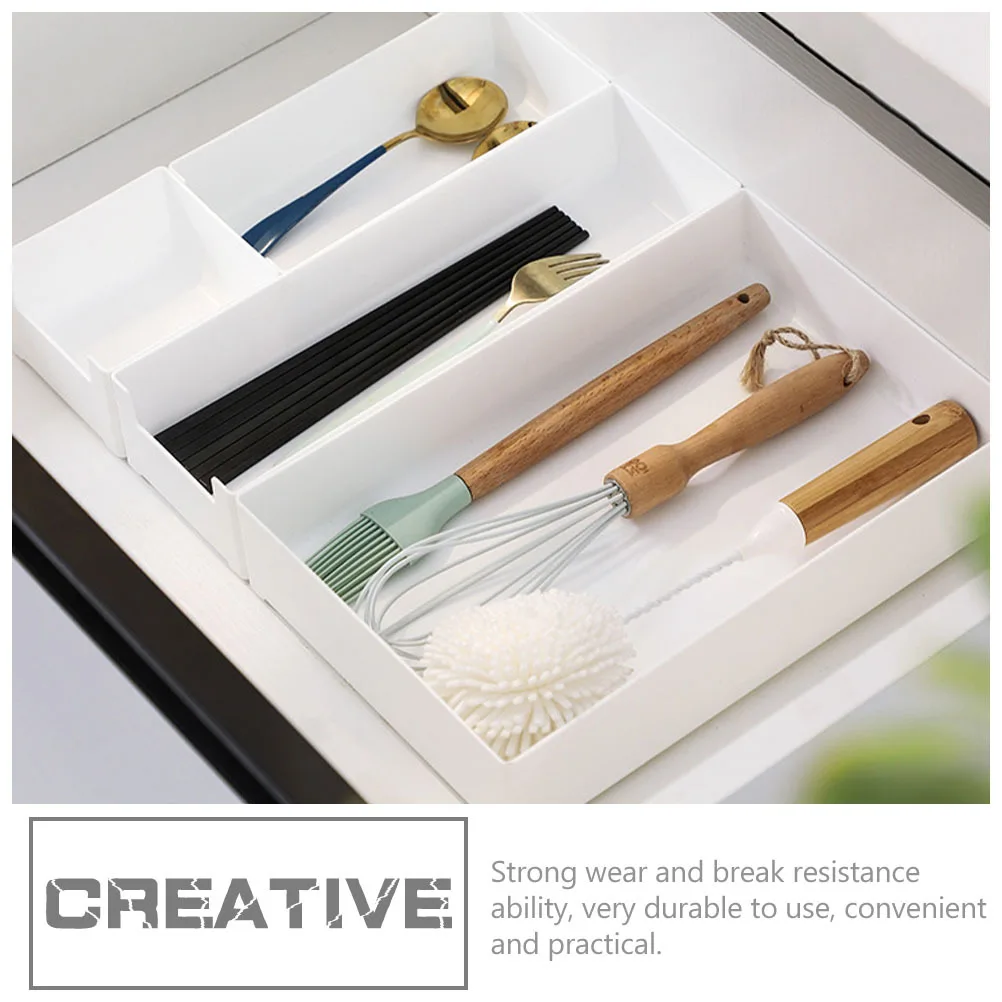 

4Pcs Plastic Storage Boxes Drawer Organizers for Kitchen Vanity Office Dresser Makeup Desk Accessories