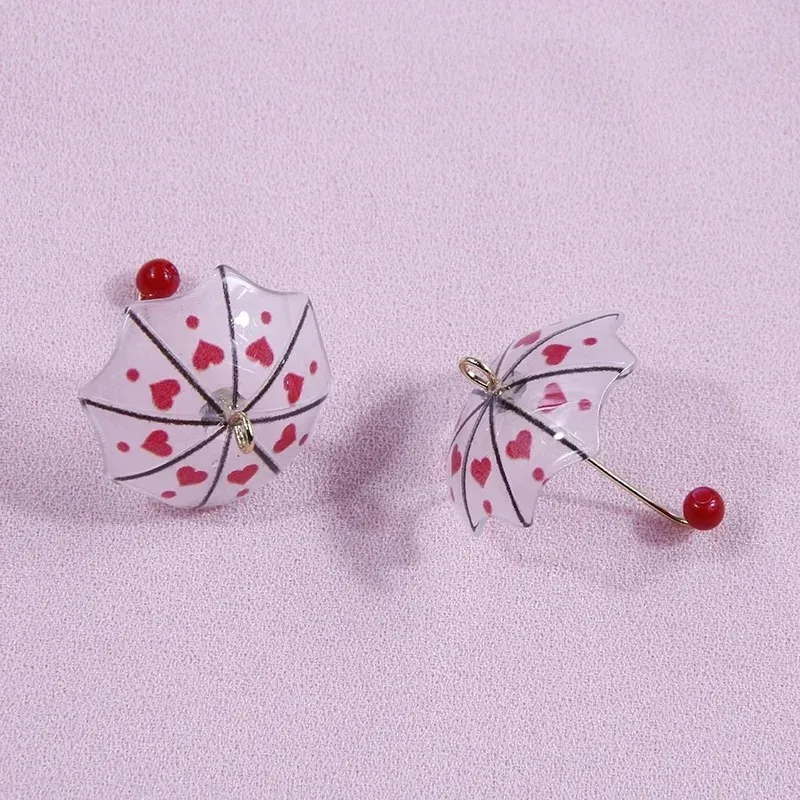 6Pcs 3D Cute Beach Umbrella Acrylic Charms Mini Parasol Pendants For DIY Earrings Keychains Korean Sweet Jewelry Making Supplies - view 5