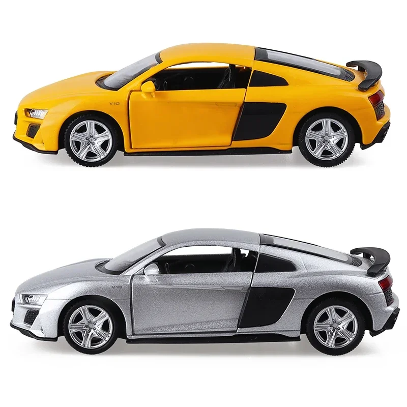1:36 rmz modelo de carro diecasts & veículos de brinquedo r8 liga de metal simulação carro esportivo puxar para trás brinquedos para crianças presentes de aniversário