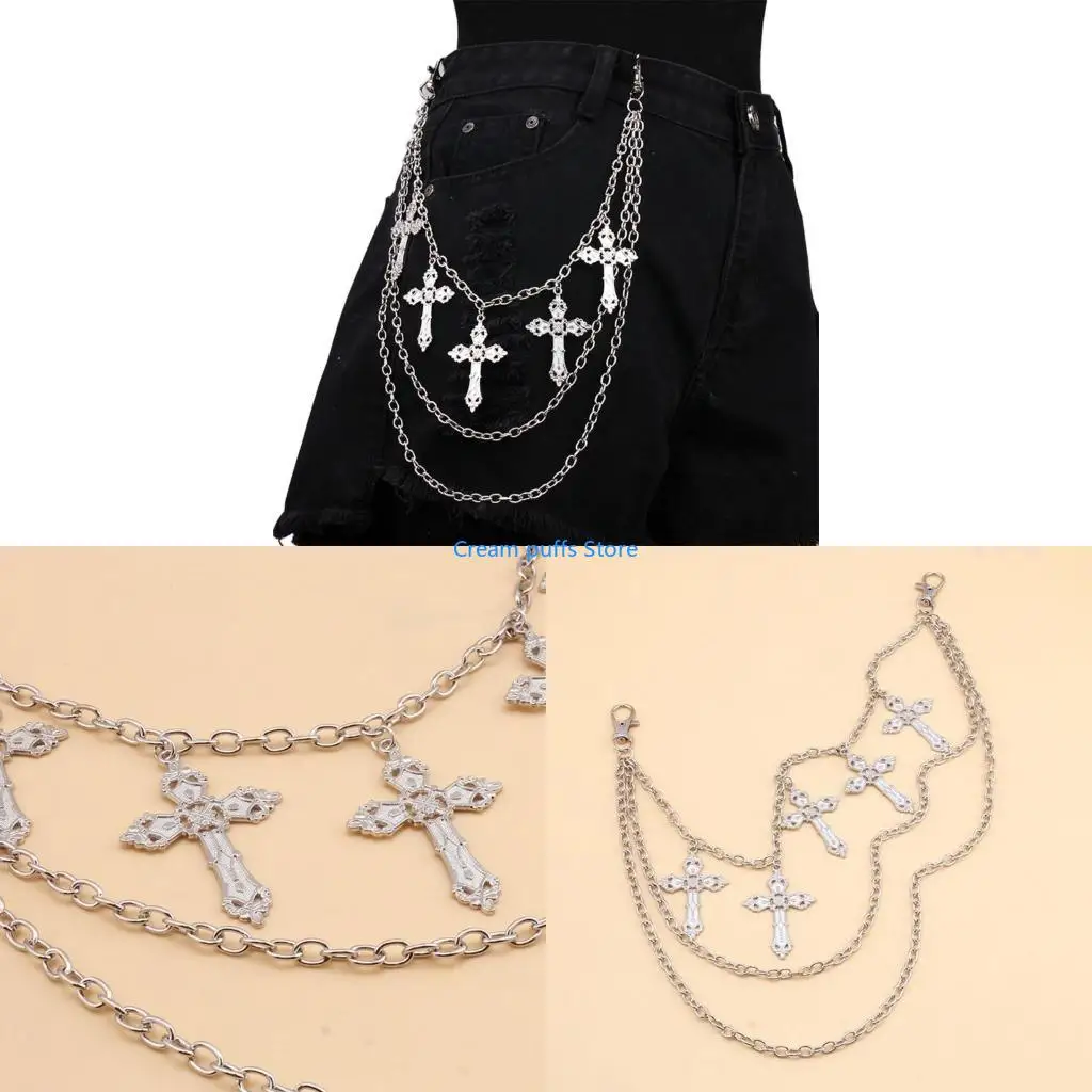 50le pantaloni hip hop per ballerini punk egirl eboy harajuku jean side punk catena