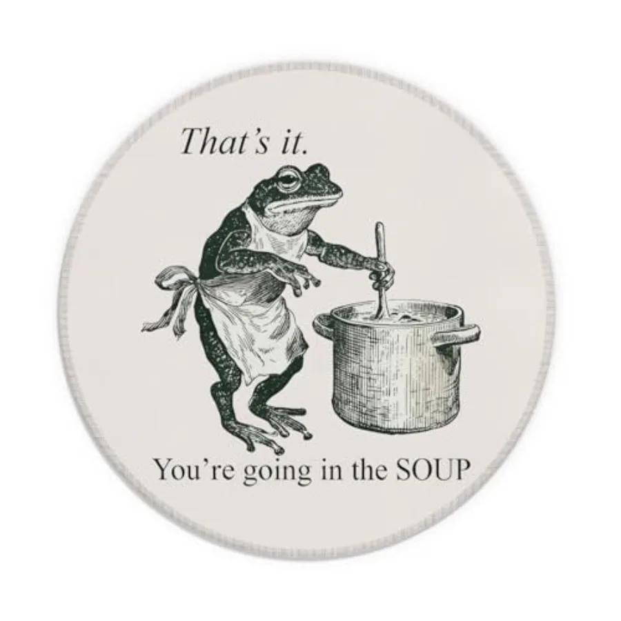 Funny Frog Round Mouse Pad, Cottagecore Goblincore Mousepad, Vintage Whimsical Office Desk Accessories for Women, Funny Frog Lo