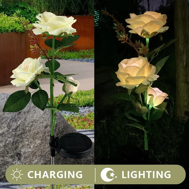 Solar LED Blume Lichter Im Freien Wasserdichte Garten Landschaft Lampe Intelligente Licht Control Rose Blume Hause Dekorative