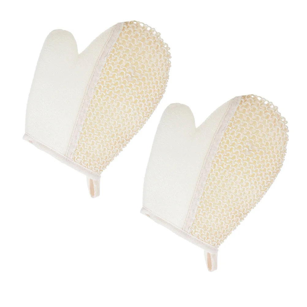 

2Pcs Bath Gloves for Shower Exfoliating Sisal Body Scrub Mitts Sturdy Flat-Mouth Design Ideal Travel Size Loofah Replacement