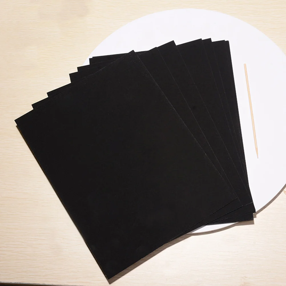 

10Pcs Scratch Paper Set Black Matte Thick Drawing Sheets for Kids Creative Art Craft Activity DIY Rainbow Painting Kit Stencil