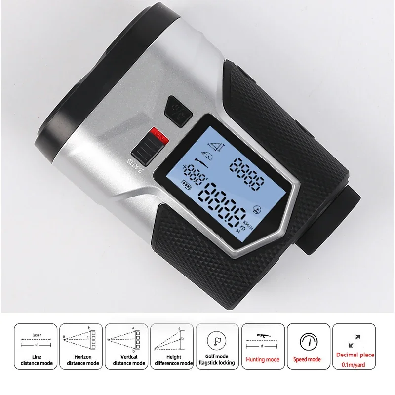 1200m Golf Laser Rangefinder Rechargeable 650m Slope Adjusted Flag-Lock Vibration Laser Distance Meter Telescope Hunting