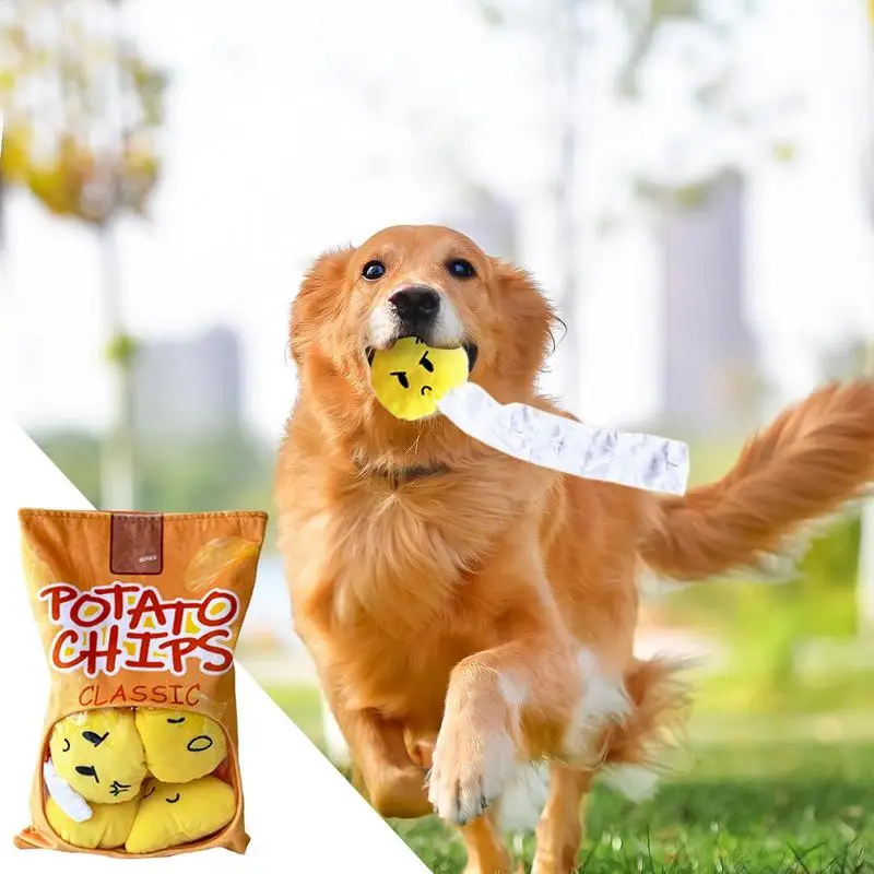 Dog Sniffing Toys Food Treat Sniff Potato Chips Pack Large Medium Dogs Digging Sounding Toy Natural Foraging Skills Brain Game