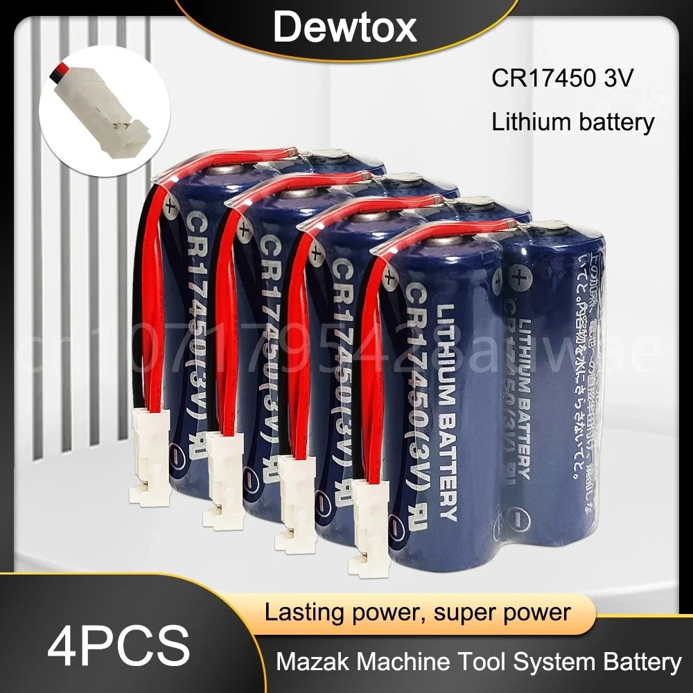 

4PCS CR17450 3V 2600mah Original Battery Pack CR17450SE Lithium Battery PLC Industrial Control Li-ion Battery with Plug