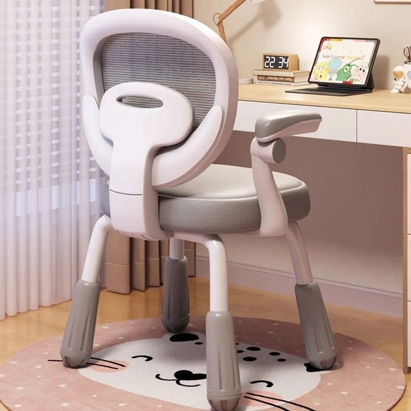 Kids Study Chair, Height Adjustable Comfortable Desk Stool for Students, Home Writing Computer Seat with Back Support