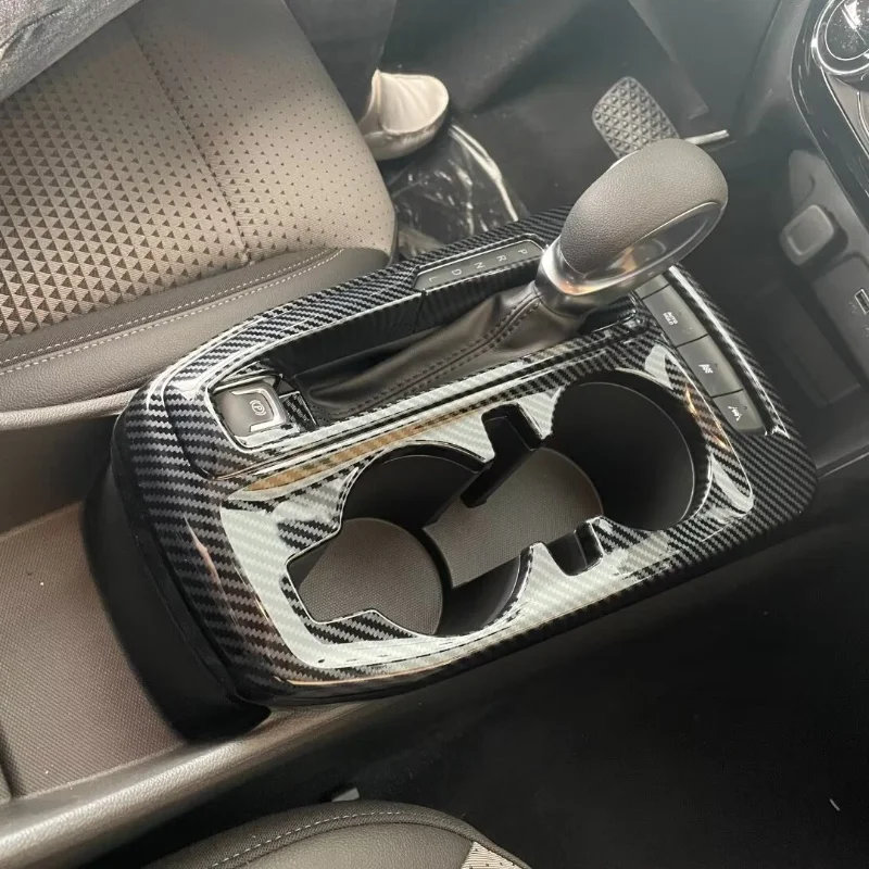 

For Chevrolet Seeker Trax 2023 2024 Center Control Gear Shift Panel Cover Water Cup Frame Trim Accessories , ABS Carbon