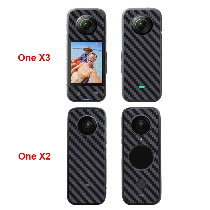 For Insta360 One X4 3D Carbon Fiber PVC Stickers Film Front + Back Scratch-proof Decals Skin for Insta360 One X3 / One X2 Wrap