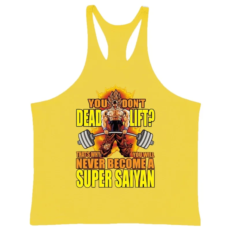 メンズジム I 字型ベスト日本アニメドラゴンボールタンクトップ夏純粋な綿通気性バスケットボールジャージ原宿 Y2k トップス
