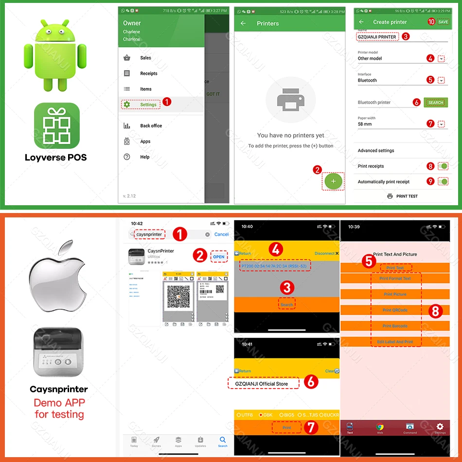GOOJPRT PT210 58 مللي متر طابعة حرارية صغيرة محمولة بلوتوث تذكرة فاتورة استلام POS صانع الأعمال للهاتف المحمول iOS/أندرويد