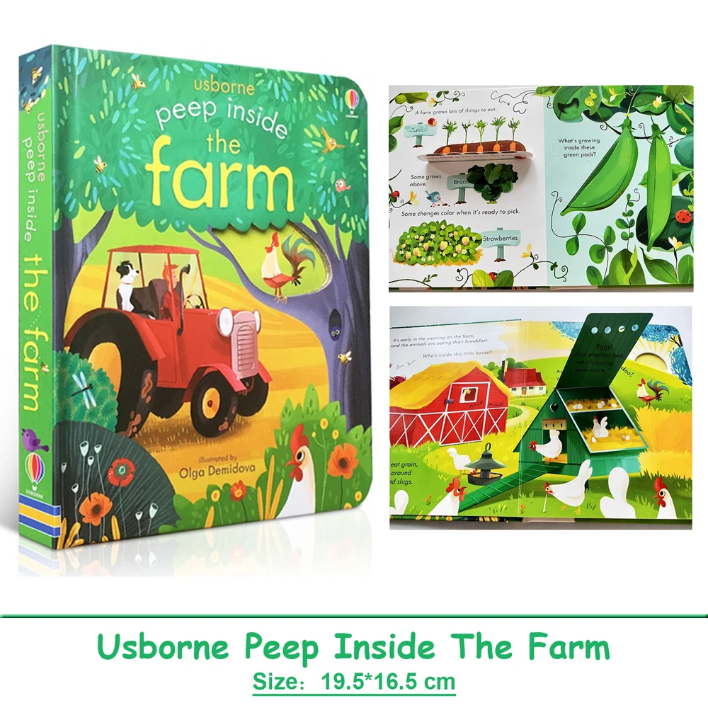 

Usborne Peep Inside The Farm 3D Flap Монтессори английские книги для детей читают книги с картинками «Натуральные знания»