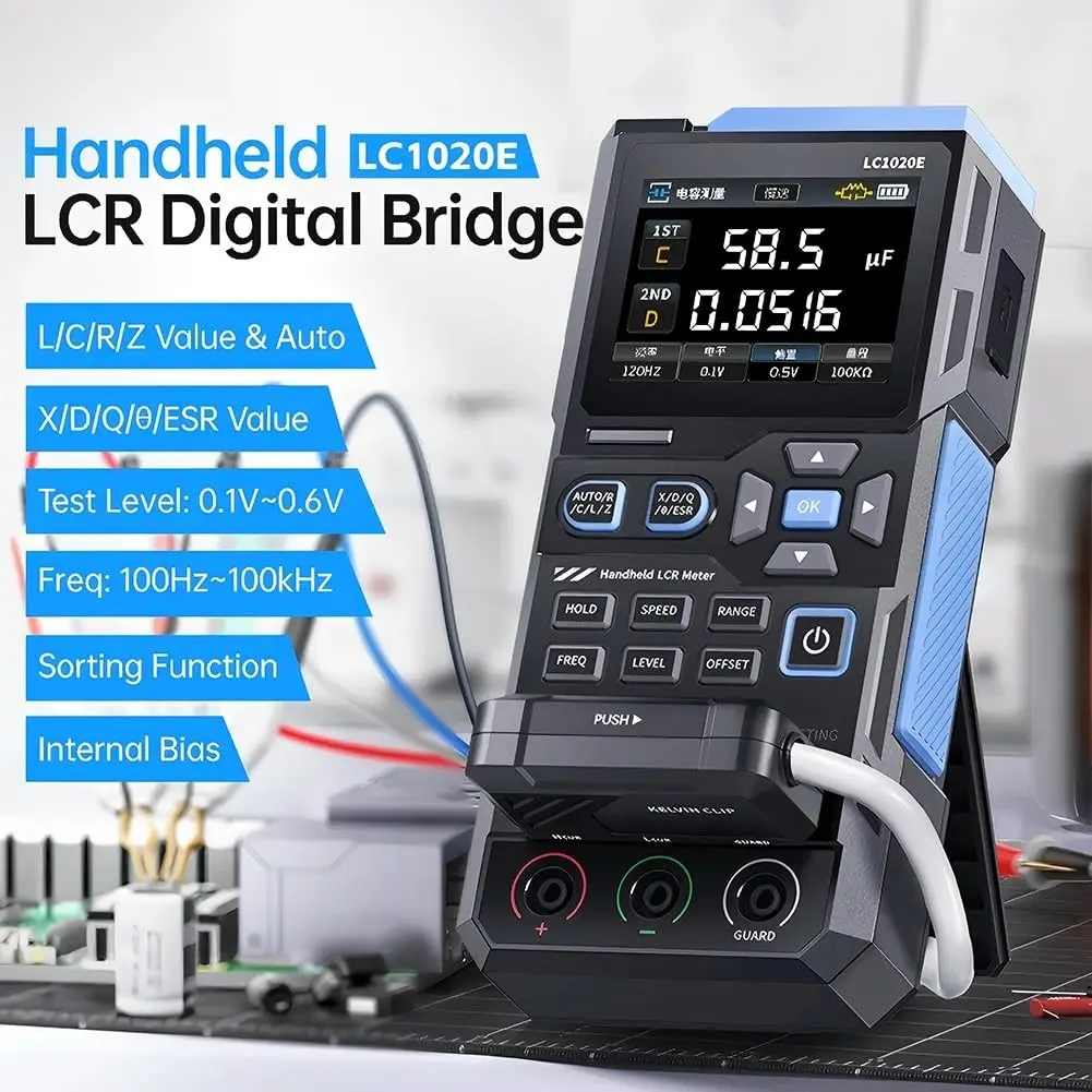 

Digital LCR Meter, Data Cable Bridge Handheld Tester, ESR/Capacitance/Inductance/Resistance/Component/Kelvin/Tester Tool