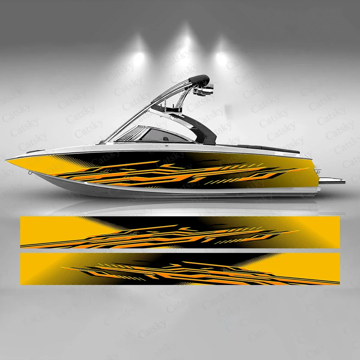 

Black and Yellow Colorful Boat Sticker Fashion Custom Fish Boat-Sticker Vinyl Waterproof Boat Wrap Graphic Boat Wrap Decal Decor