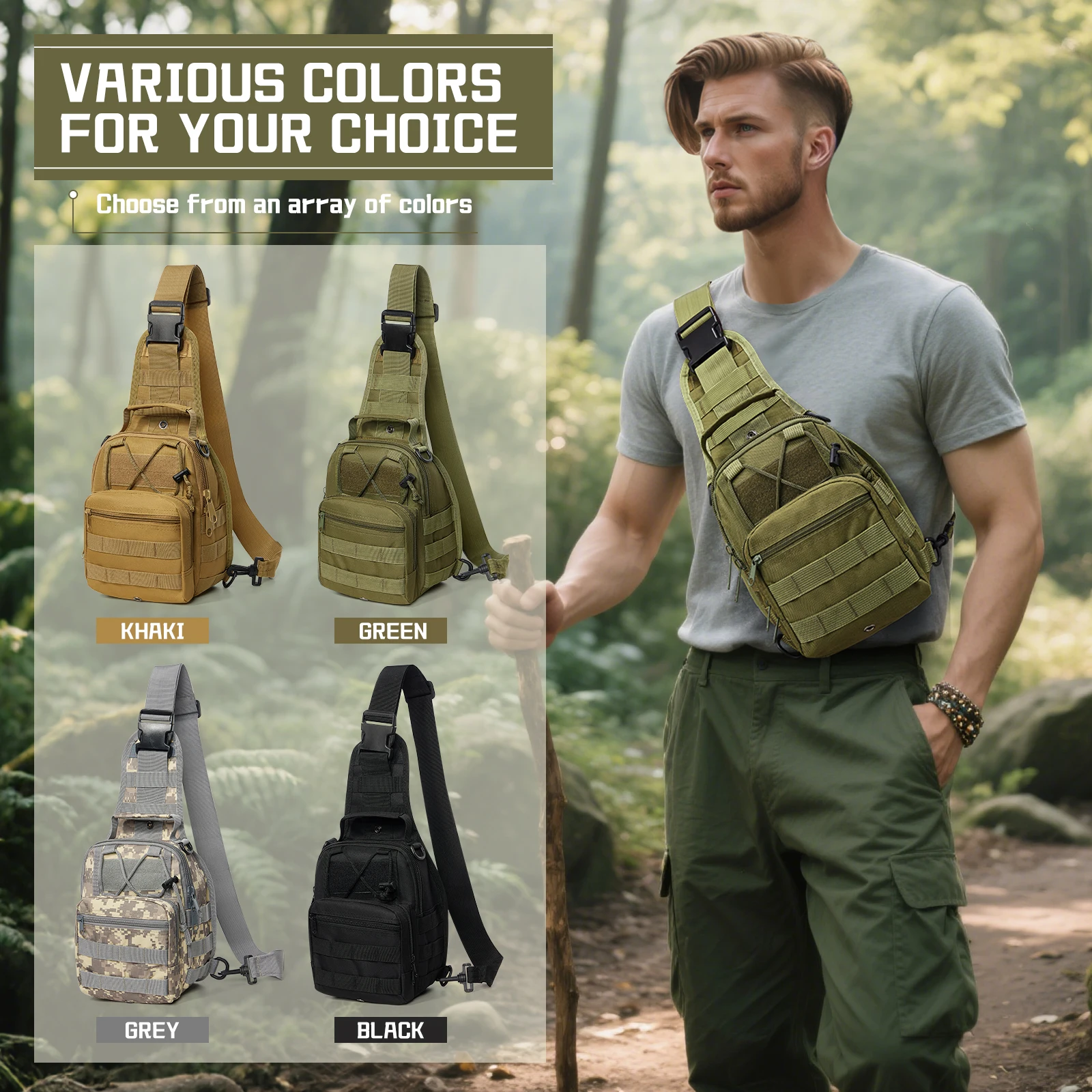 

Crossbody Sling Backpack Sling Bag Travel Hiking Chest Bag Daypack Combat Package Anti Theft Phone Crossbody Bag herren