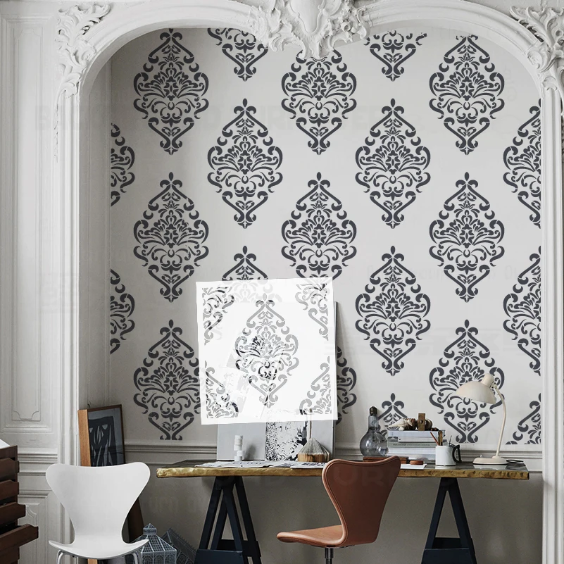 塗装用ステンシル壁,装飾テンプレート,家具メーカー,塗装用石膏,ダマスク,ヴィンテージ,レトロ,豪華,s130,40cm-80cm