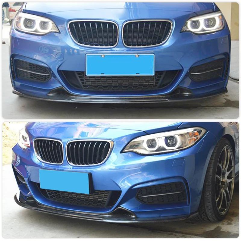 Car Front Bumper Lip Spoiler Splitters for BMW 2 Series F22 F23 M235i M240i M Sport 2014-2016 Front Lip Guard Carbon Fiber