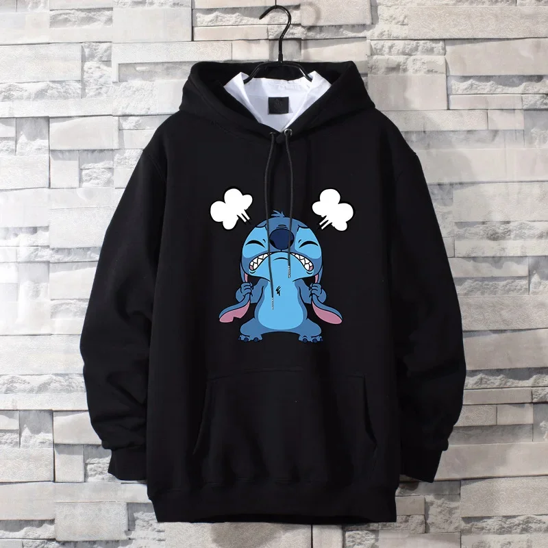 Miniso-Moletom com capuz Anime Stitch feminino, moletons extragrandes, Streetwear, Cartoon Print, Neutro, Moda casual, Pulôver infantil