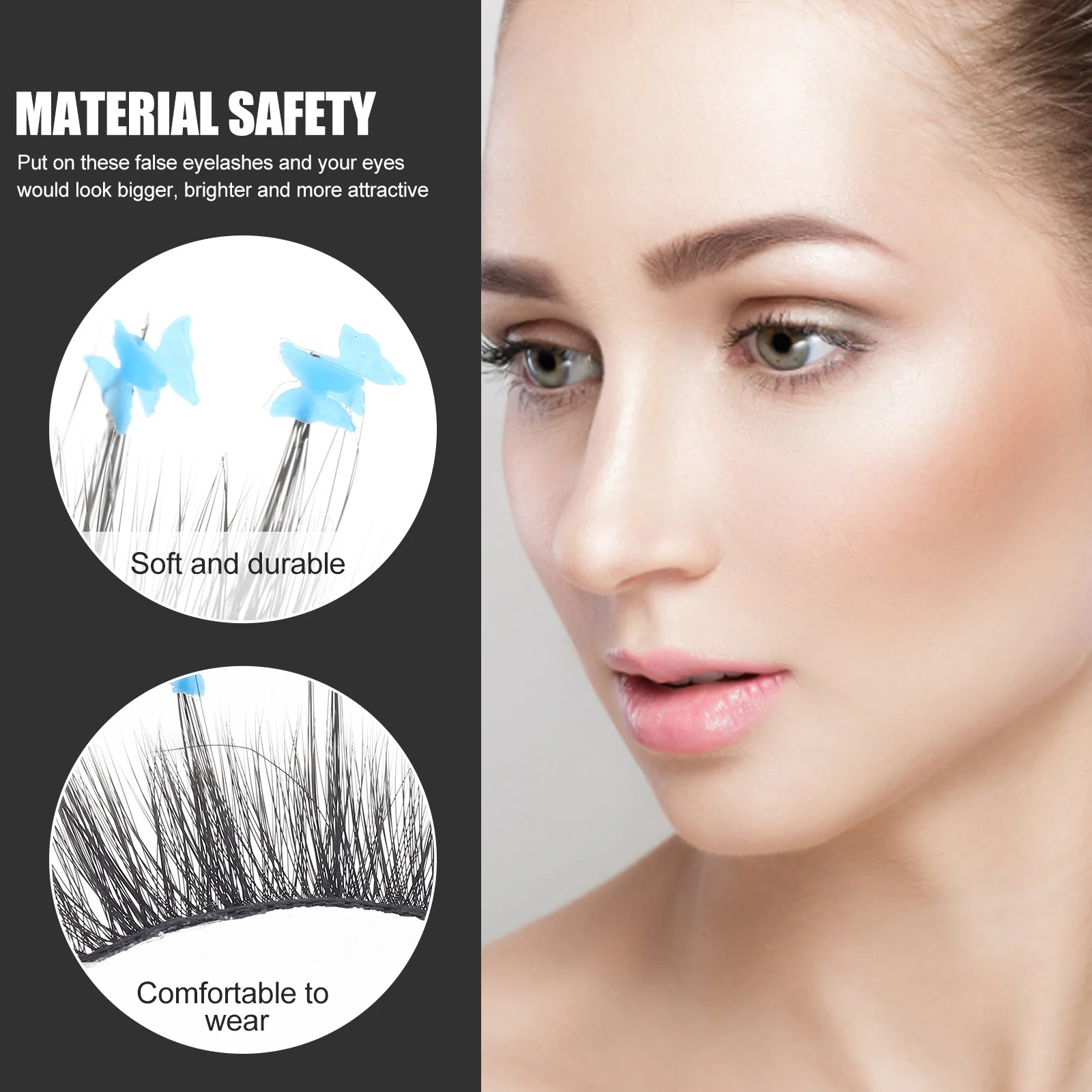 1Pair Colorful 3D False Eyelashes Fluff Eye Catching Look Natural Faux Lashes for Women Ladies Makeup