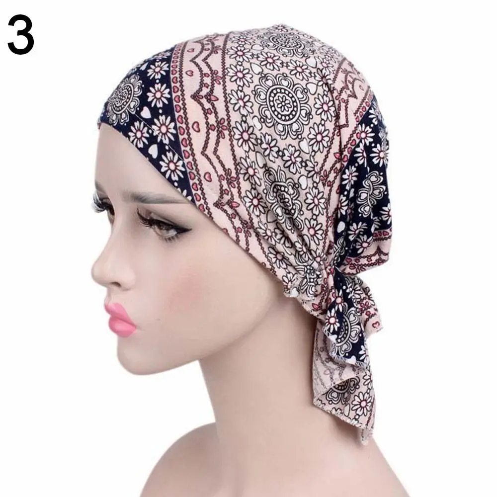

Warmer Tube Sleep Caps Fashion Casual Cotton Hat Bandana Women National Wind Floral Print Turban Chemotherapy Hat