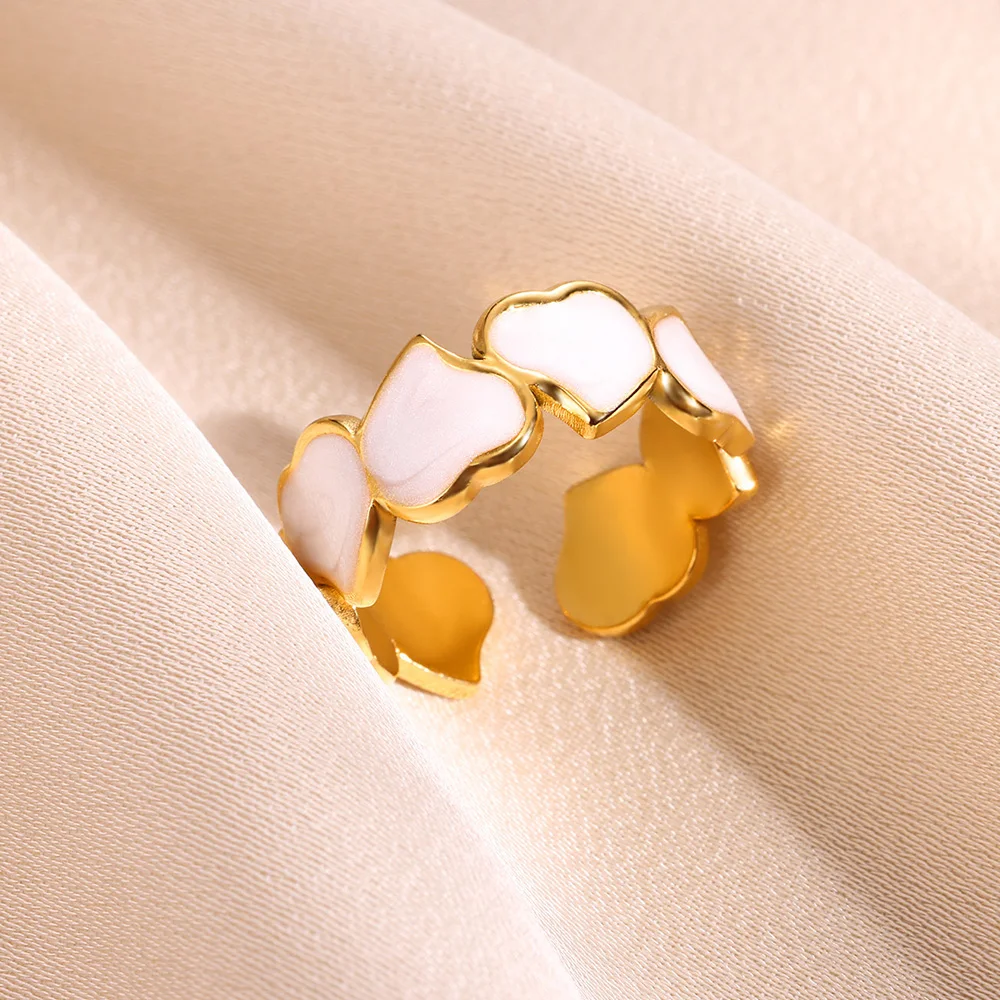 Stainless Steel Double Oil Drip Rings for Women Gold Color Luxury Irregular Adjustable Finger Ring Gift Wholesalers